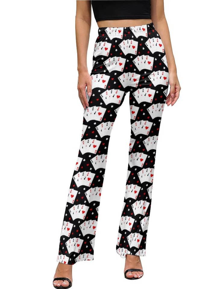 White Vegas Casino Gambling Flare Pants for wholesale on Faire