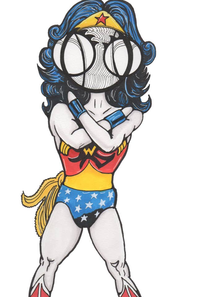 Estampado de parodia de Wonder Woman para venta al por mayor de Harth Creations