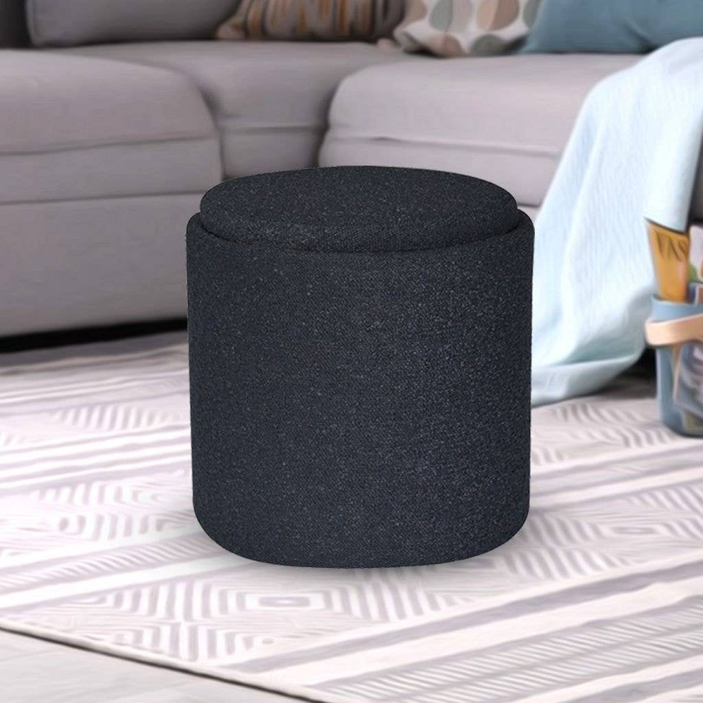 Aria Home – Großhandel Polsterhocker – Aria Home Boucle Tablett-Top getuftete Ottomane Kollektion, Schwarz, 1-teilig, 43 x 38 x 38 cm8