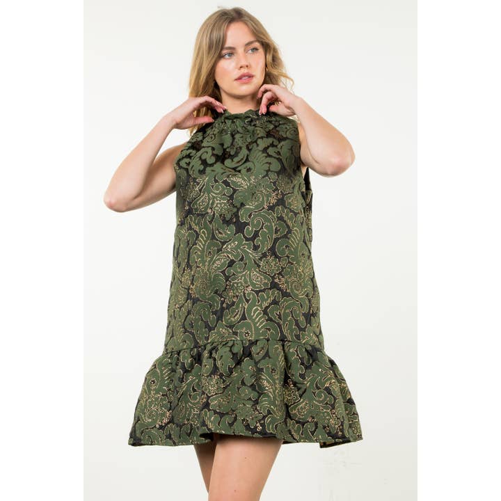 BLACK Sleeveless Textured Print Dress for wholesale on Faire