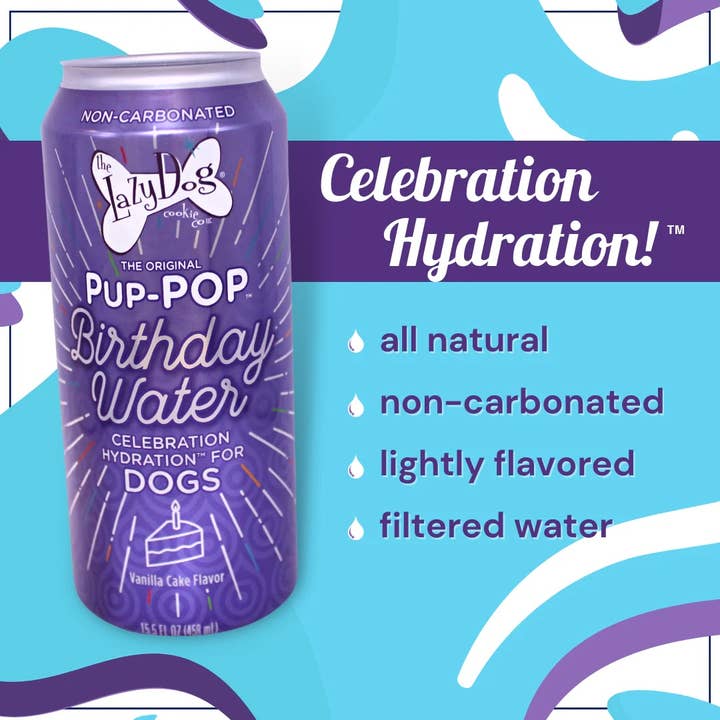 Pet Palette Distribution - Wholesale Pet Treats - Dog - Lazy Dog Pup-POP Birthday Water Vanilla Cake Flavor 4pk