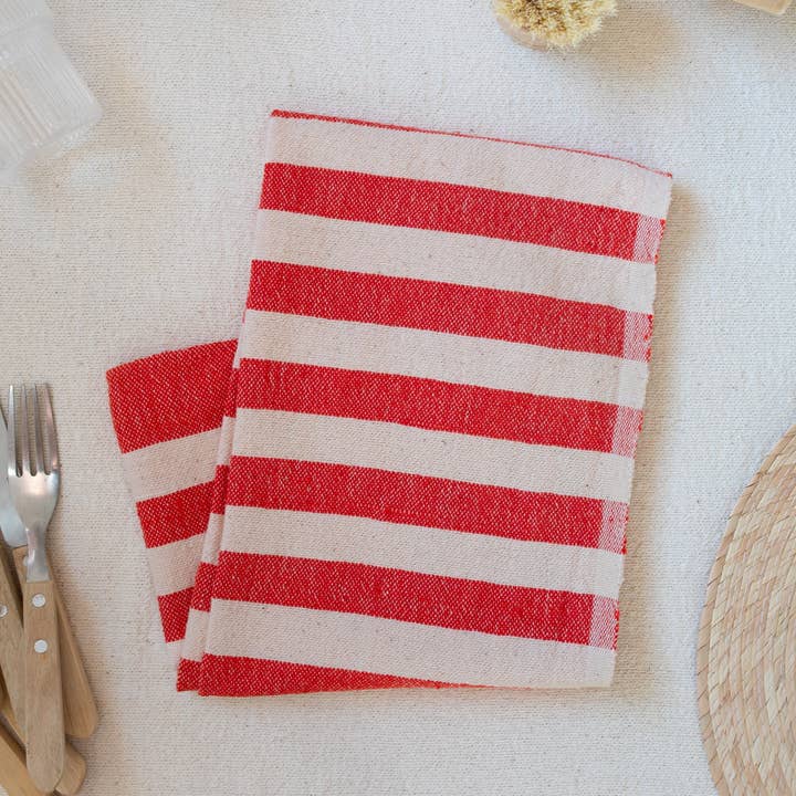 kd weave - Vente Essuie-mains - Serviette à main à rayures rouges2