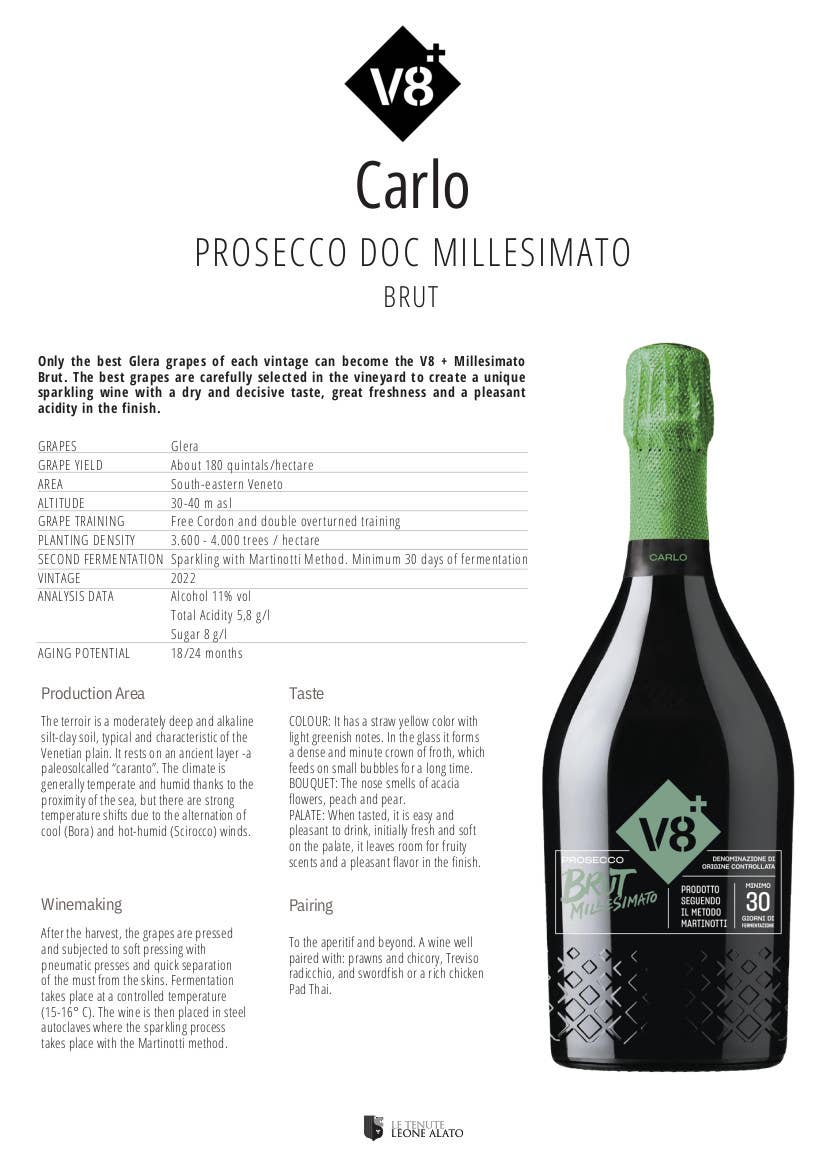Metina SAS - Vendita all'ingrosso Champagne/spumante - Sior Carlo Prosecco Millesimato Brut Vineyeards V8+ 75 cl.4