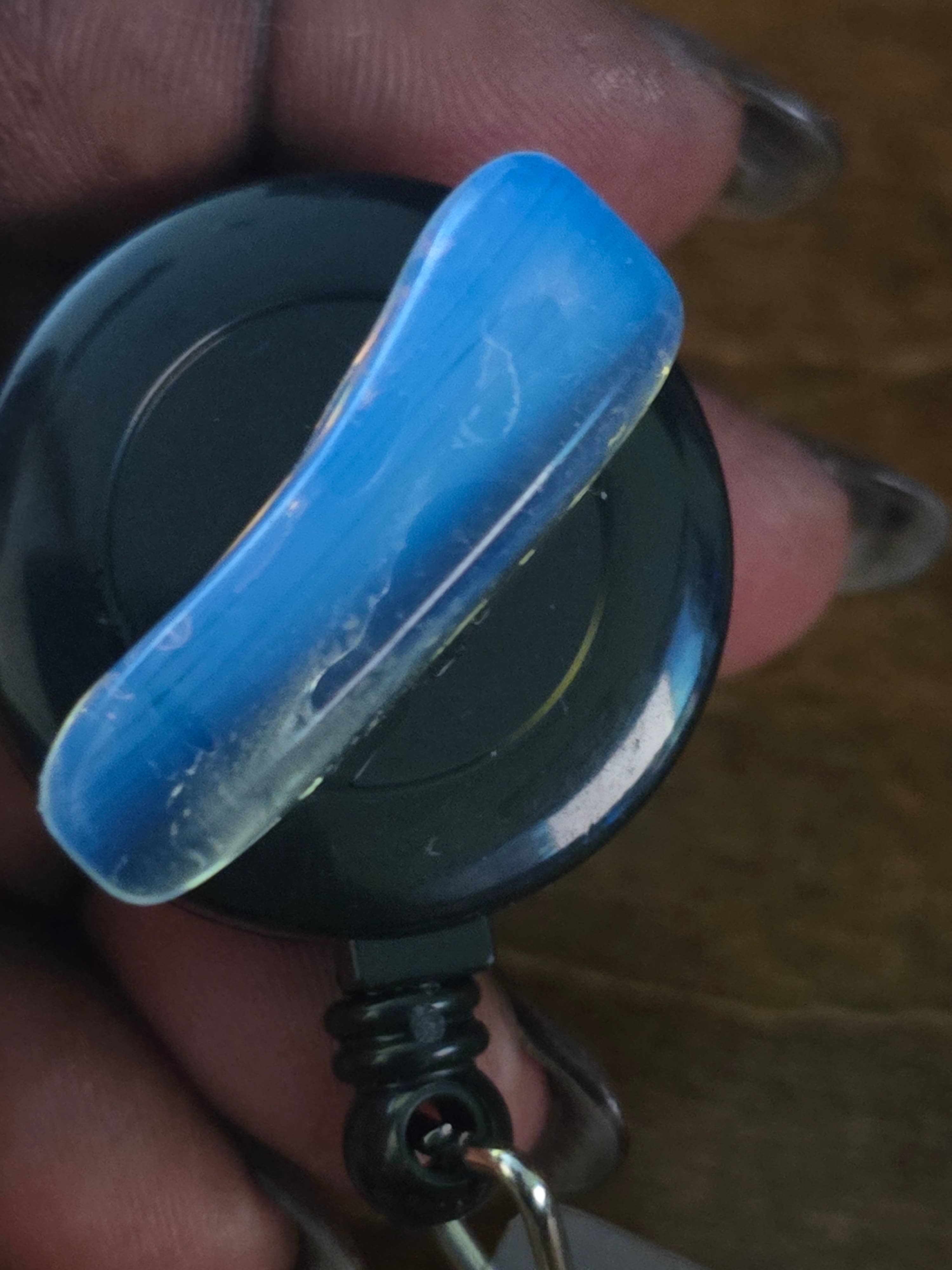 Pebbles Crazy Crystals LLC - Wholesale Keychain – Unisex - “Opalite Glow” Crystal Badge Reel 0