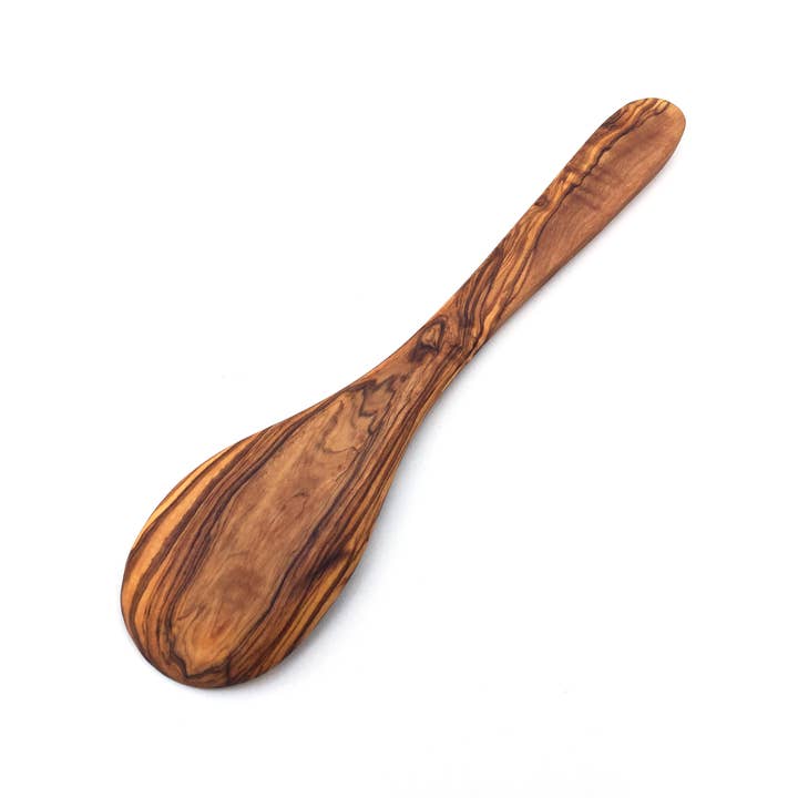 medina mood - Wholesale Kitchen Spoon - Hamburg cooking spoon with wide curved handle made of olive wood9