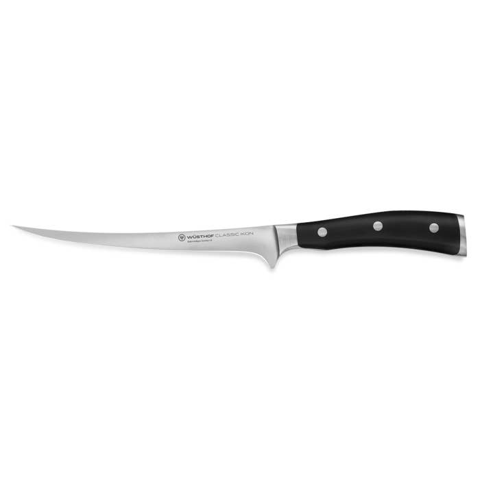 Kadra Kitchenware - Wholesale Kitchen/Utility Knife - Wusthof - Ikon Fillet Knife, 7.5", Black