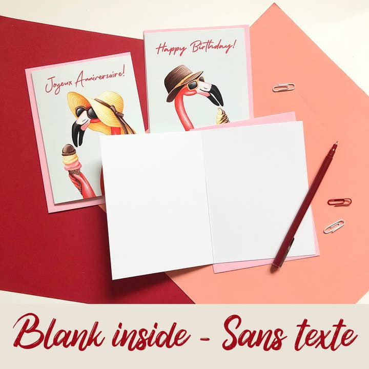 Sardines Studio - Wholesale Christmas Card - Flamingo skier Greeting Card4