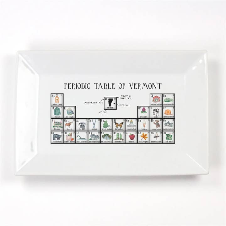 Vermont Periodic Table Porcelain Platter for wholesale by Dishique