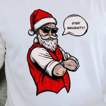 TRANSFER Naughty Frio Santa Stay - Transfer DTF por atacado de Sassy and Sublime