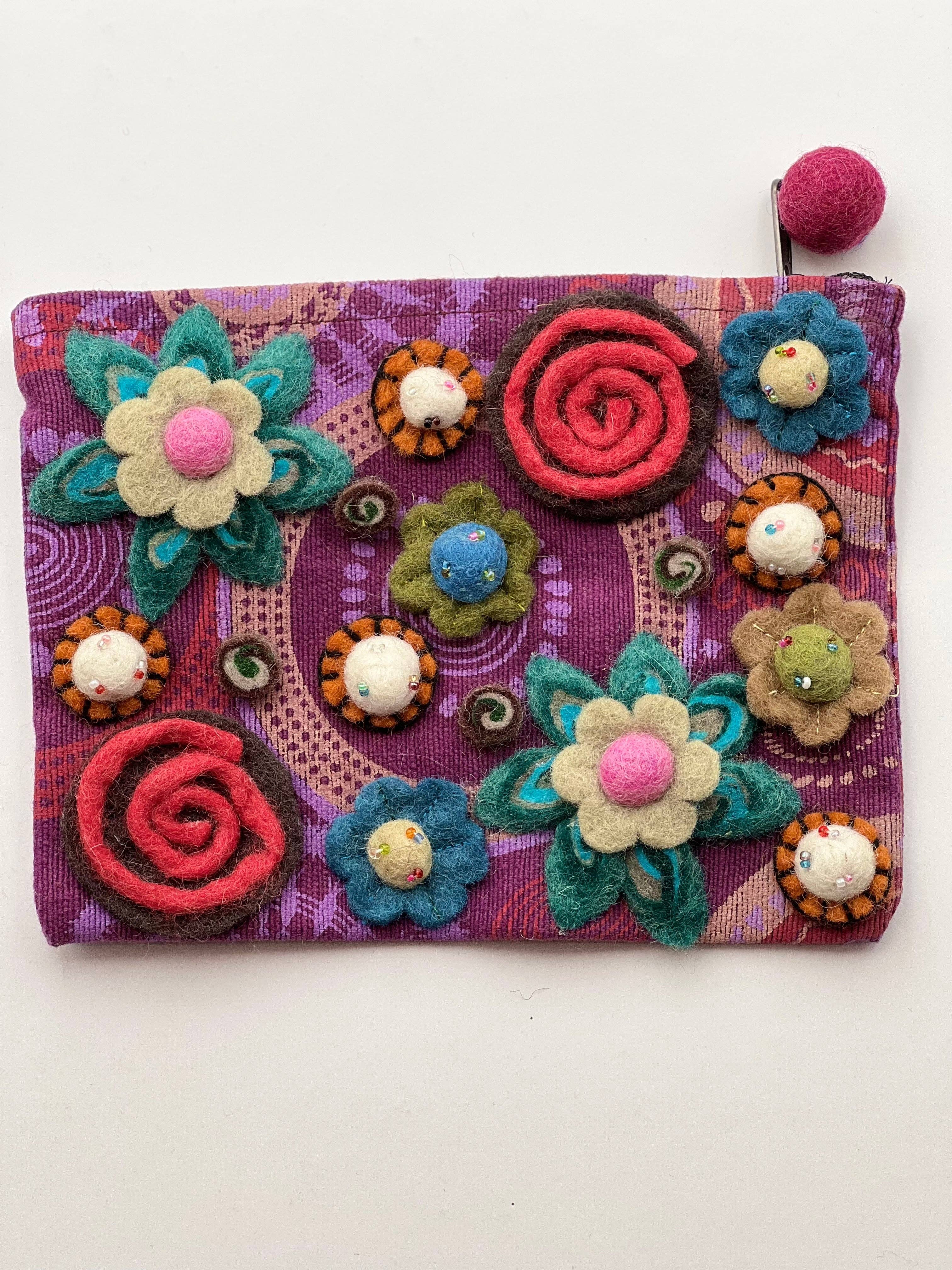 NURBU INC. - Venta al por mayor Monedero - Mujer - Bolso grande de algodón con fieltro (CPB04) Set de 73