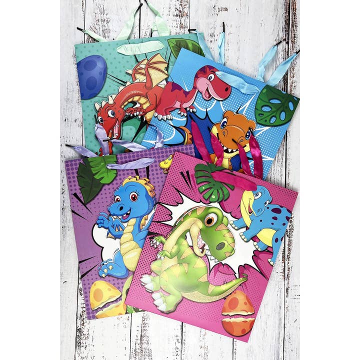 RECTANGLE SHAPED DINOSAUR PRINT GIFT BAG for wholesale by JHP Collection