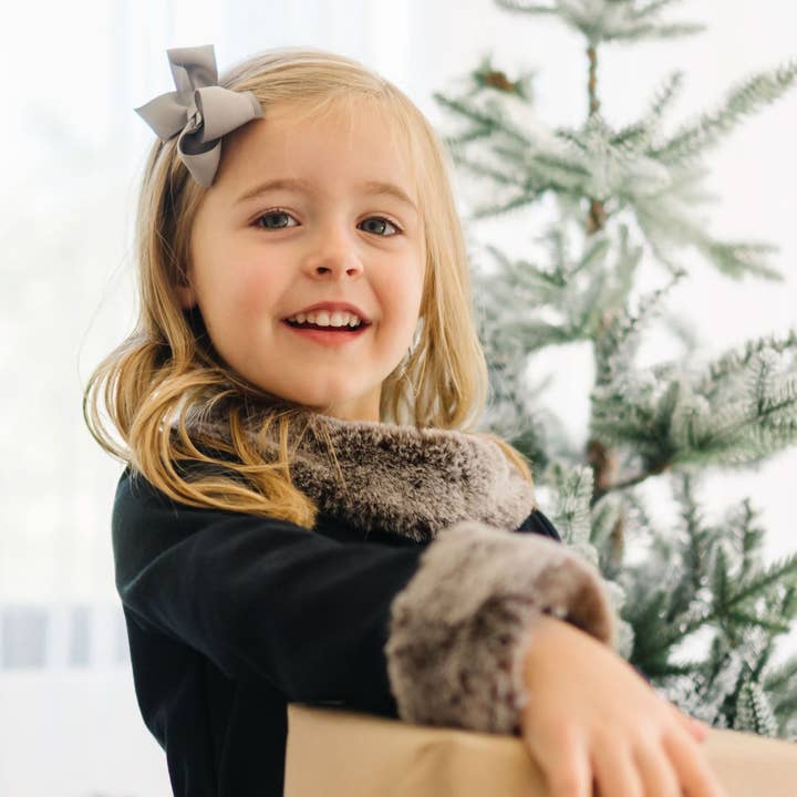 Long Sleeve Ponte Dress with Faux Fur - Baby for wholesale on Faire