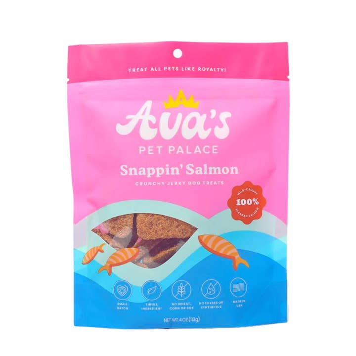 Ava's Pet Palace Crunchy Jerky Dog Treats - Snappin' Salmon for wholesale by Jojo Modern Pets