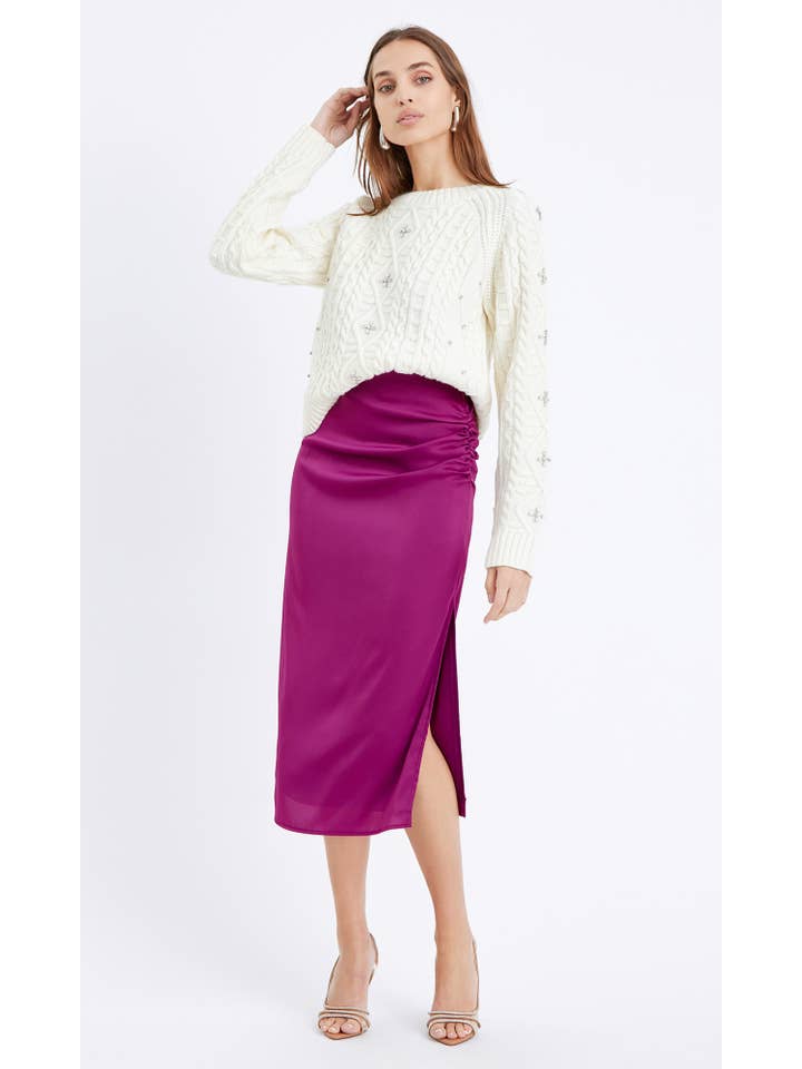 MAGENTA Faye Textured Slip Midi Skirt for wholesale on Faire