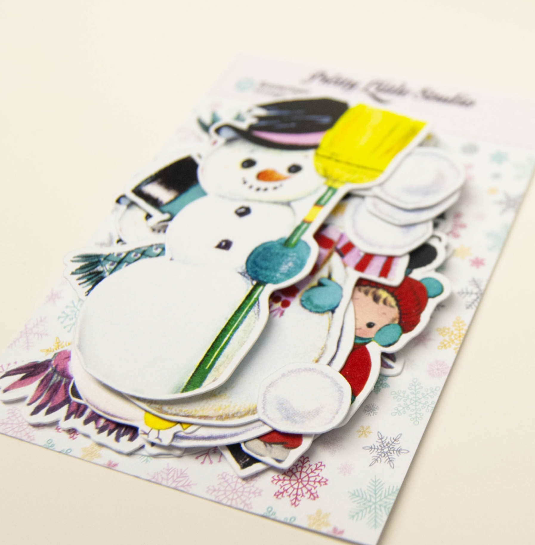 Pretty Little Studio - Venta al por mayor Recortables - Muñeco de nieve vintage (mini) efímero | Recortes, troquelados, invierno2