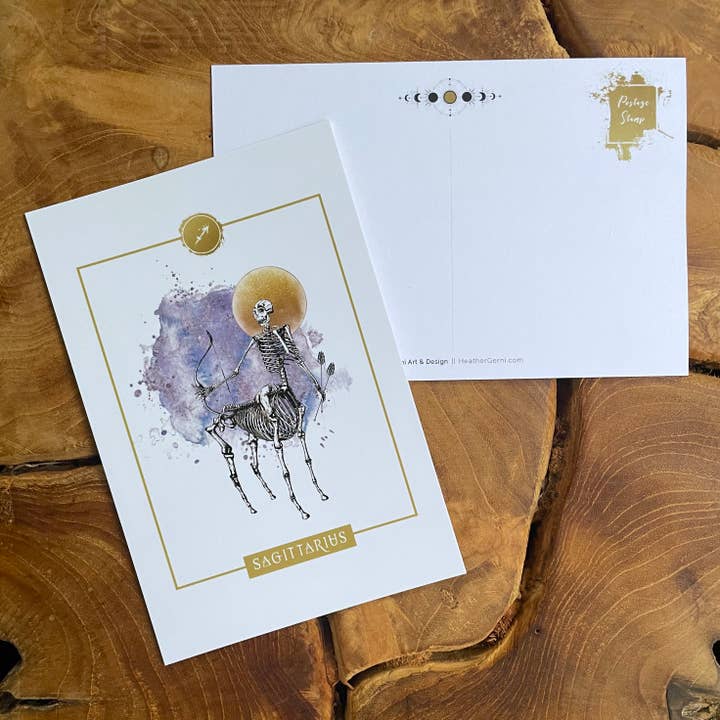 ZODIAC POSTCARD - SAGITTARIUS for wholesale by Heather Gerni Art & Design