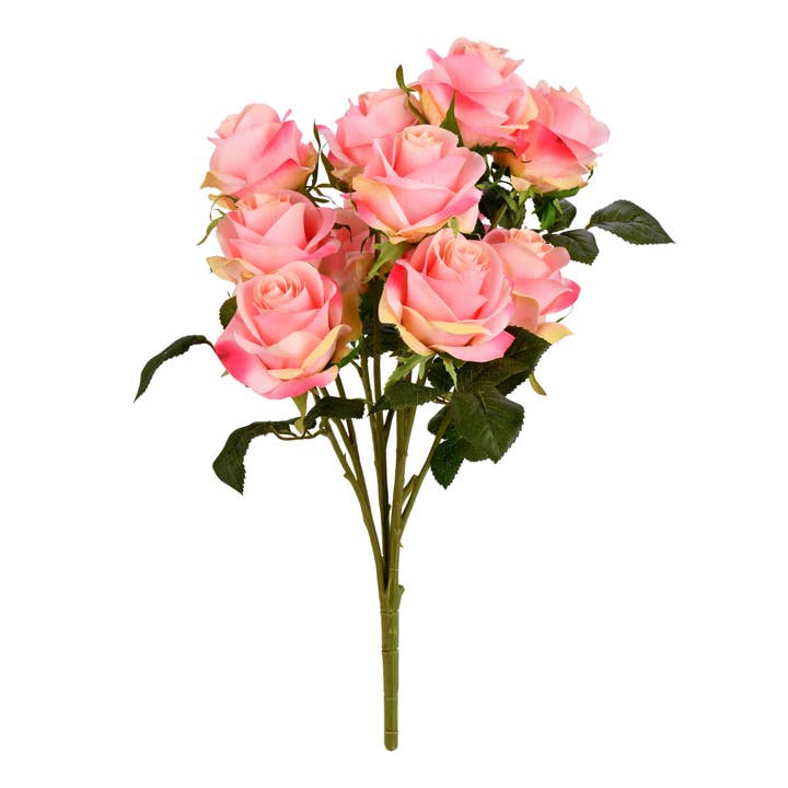 Vickerman 17.5" Artificial Pink Rose Bush. for wholesale on Faire