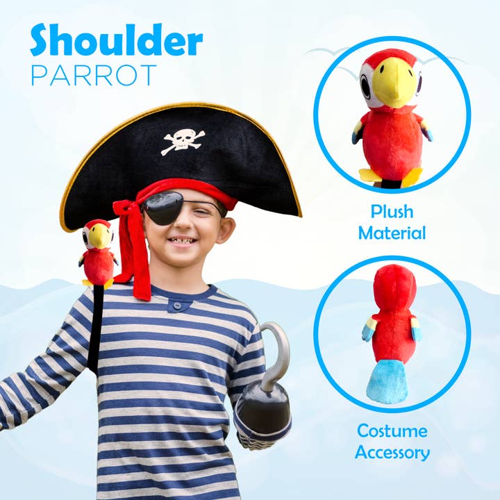 4E's Novelty - Wholesale Stuffed/Plush Toy - Kids & Baby - 4E's Novelty Stuffed Parrot on Shoulder - Kids Pirate Parrot Shoulder Prop, Halloween Parrot Stuffed Animal Prop, Kids Pirate Accessories for Party4