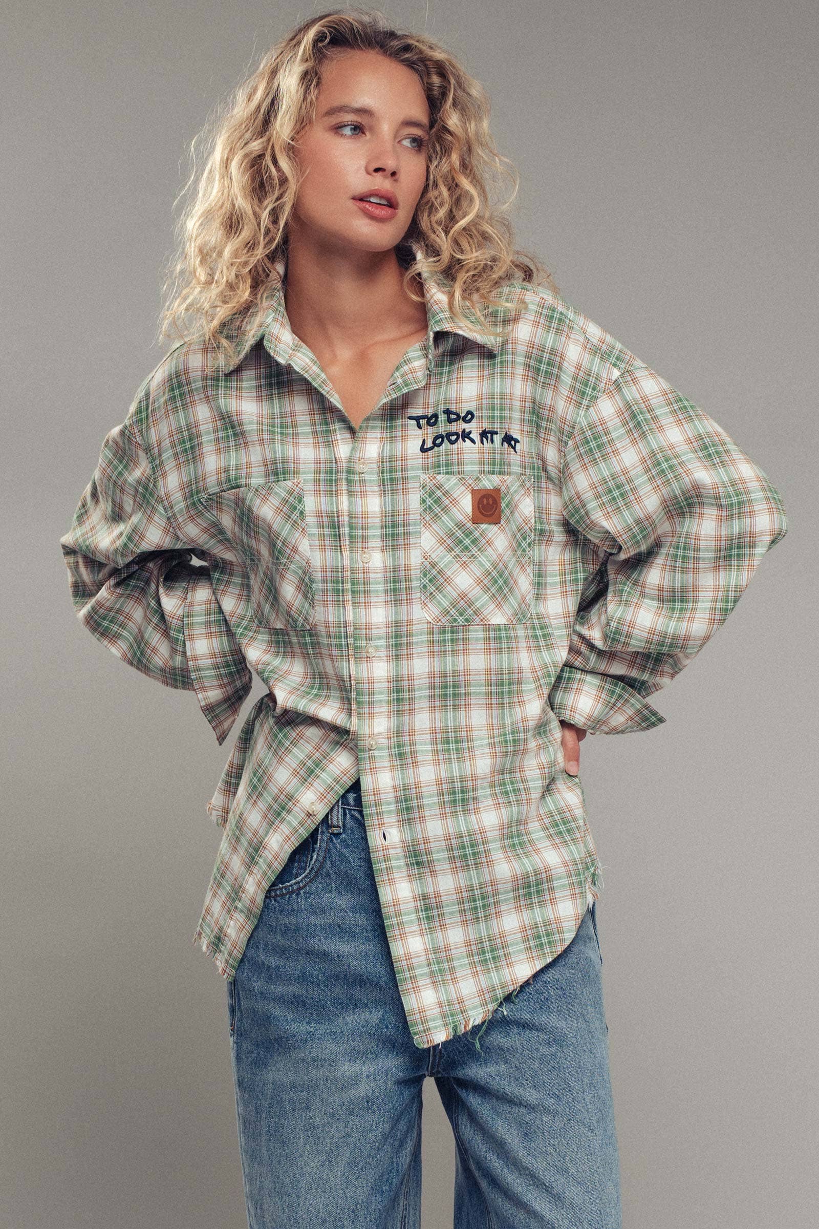 Urban Daizy - Wholesale Button Down Shirt - Women's - "TO DO LOOK AT ART" Embroidered Boho Top10