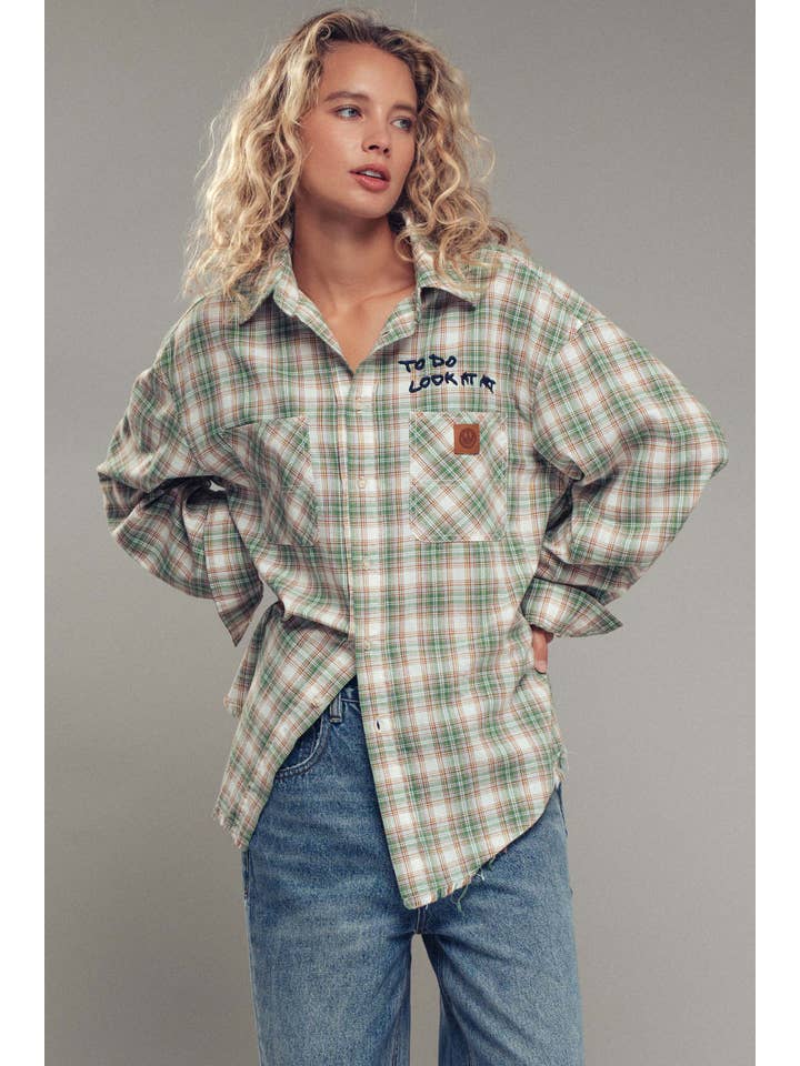 Urban Daizy - Wholesale Button Down Shirt - Women's - "TO DO LOOK AT ART" Embroidered Boho Top10