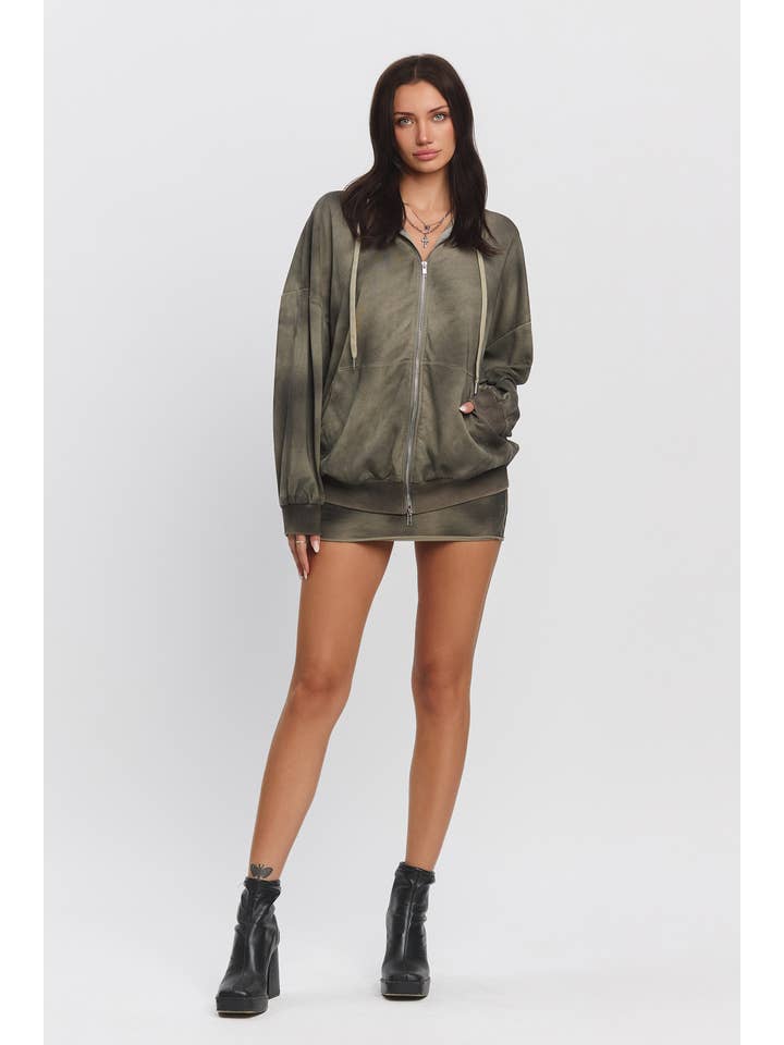 No Vacancy - Wholesale Hoodie - Women's - Washed effect oversize zip-up hoodie2