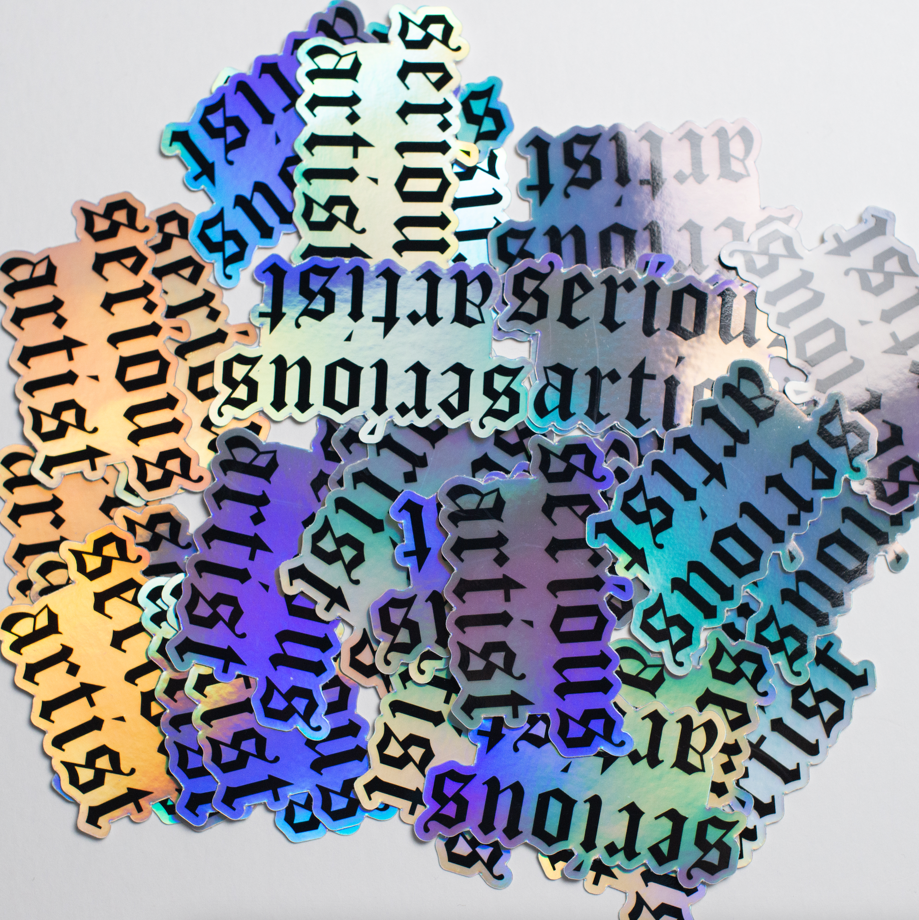 Make & Mend - Wholesale Sticker - 'Serious Artist" Holographic Sticker2