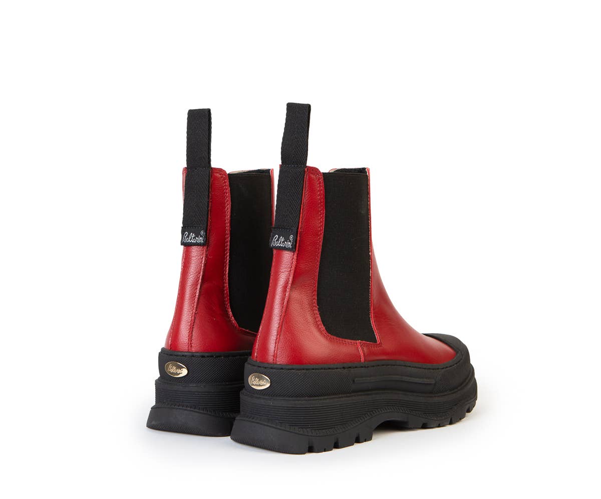 rosso FW- Farrah, stivaletto in pelle rossa con suola in gomma in vendita all'ingrosso su Faire1