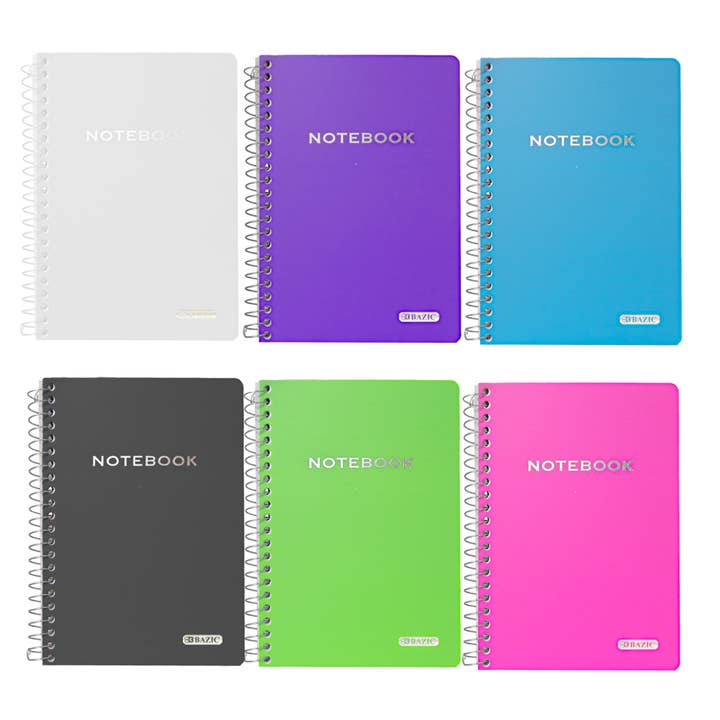 BAZIC Products - Wholesale Notebook - Notebook Spiral Poly Cover 5" X 7" 100 Ct.