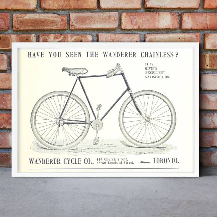 Framed Vintage Bicycle Print for wholesale by Lelloliving