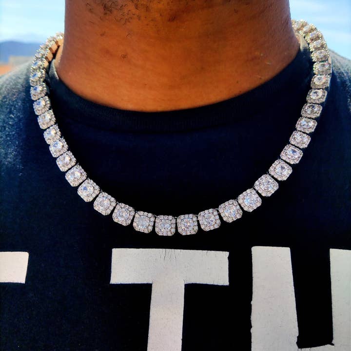 Drip Culture - Wholesale Link & Chain Necklace - 10mm 18k Gold Diamond Clustered Tennis Chain5