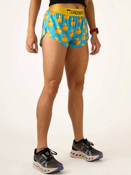 Turquoise Women's Rubber Ducky 1.5" Split Shorts (XXS-XL) for wholesale on Faire4