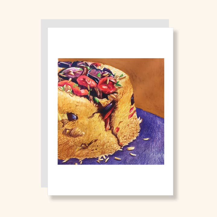 Maqluba Greeting Card for wholesale by Julia Wolinsky Art