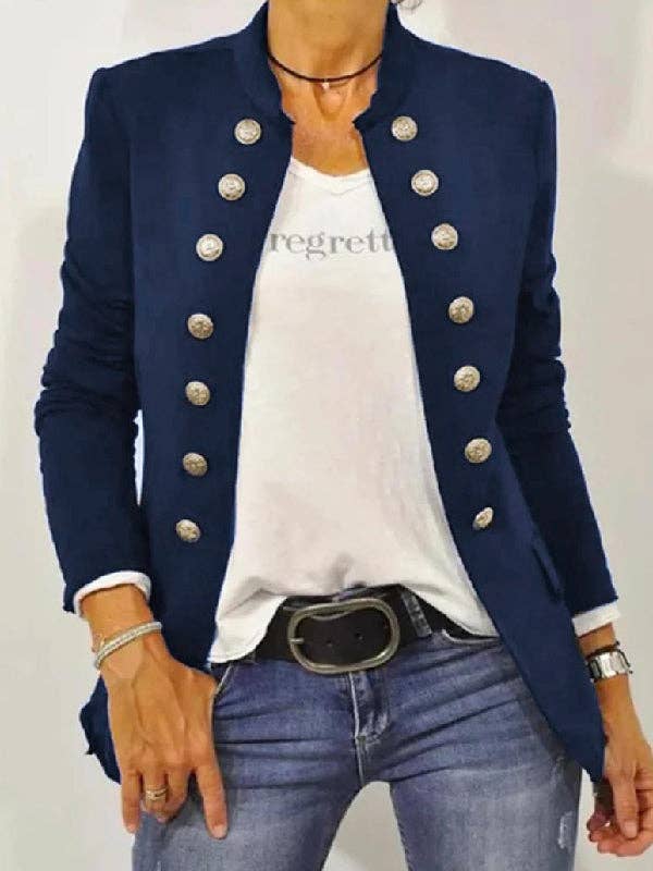 Sheer Trend - Wholesale Jacket - Women's - Casual Long Sleeves Buttoned Stand Collar Jackets Outerwear5