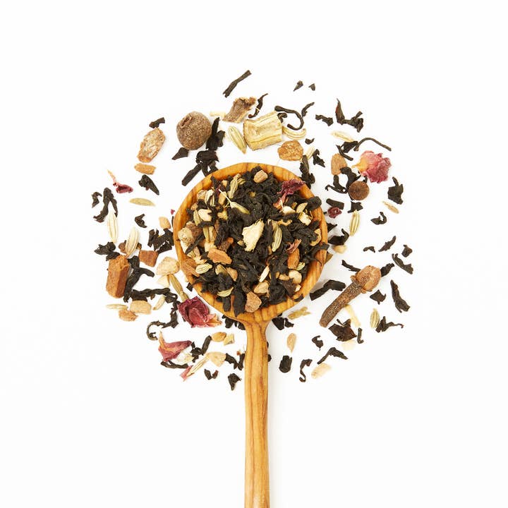 JusTea - Wholesale Loose Tea - African Chai Tin & Spoon - Organic, Fair-Trade, Black Tea