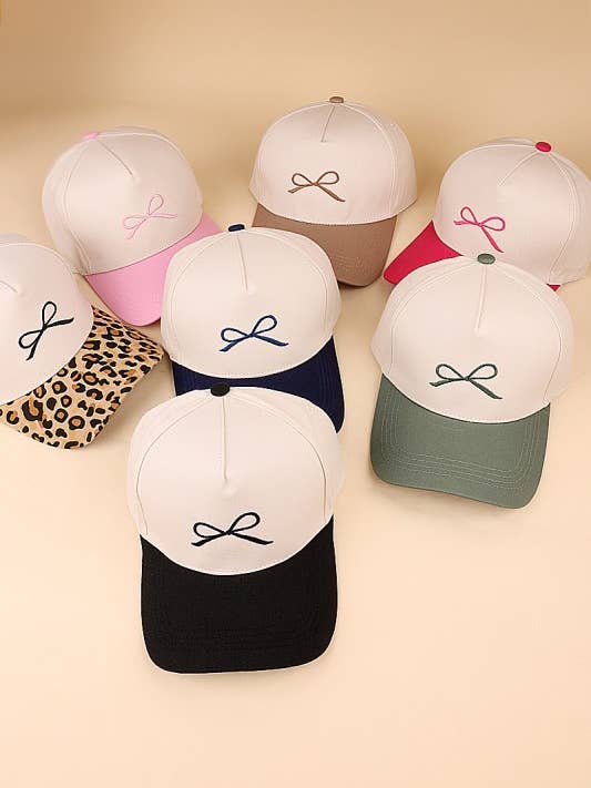 Gorra de Algodón de Lona Bicolor con Lazo Coqueta para venta al por mayor de Vanilla Monkey