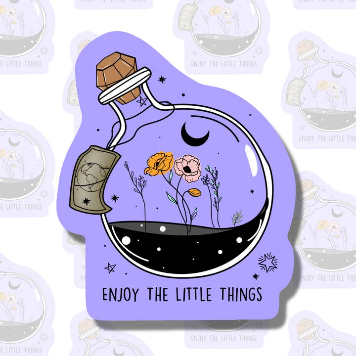 Enjoy The Little Things - Autocollant d'affirmation positive pour la vente par The Cosmic Friend