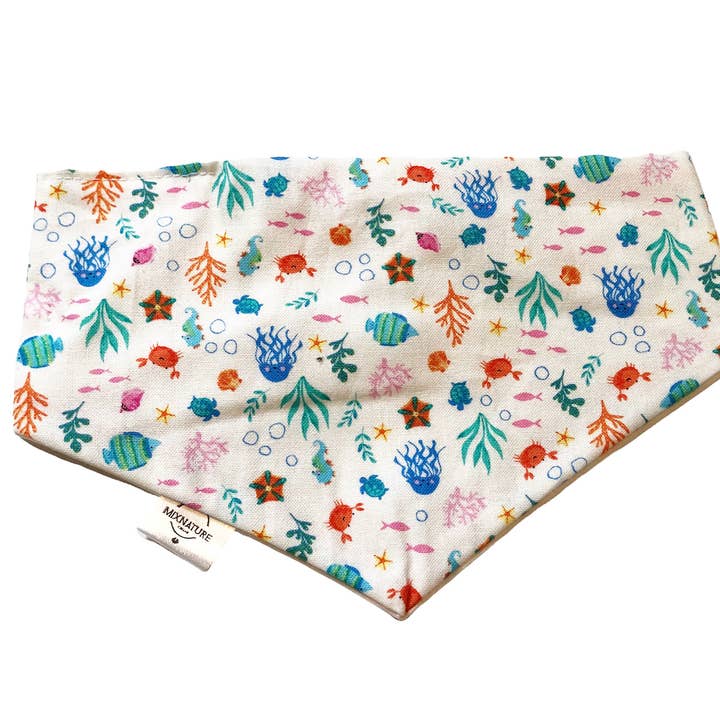 White sea world dog bandana for wholesale by Mixnature Collars