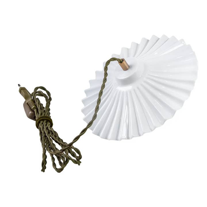 ANTONIA white enamelled portable lamp braided bronze cable for wholesale by REMINISCENCE HOME