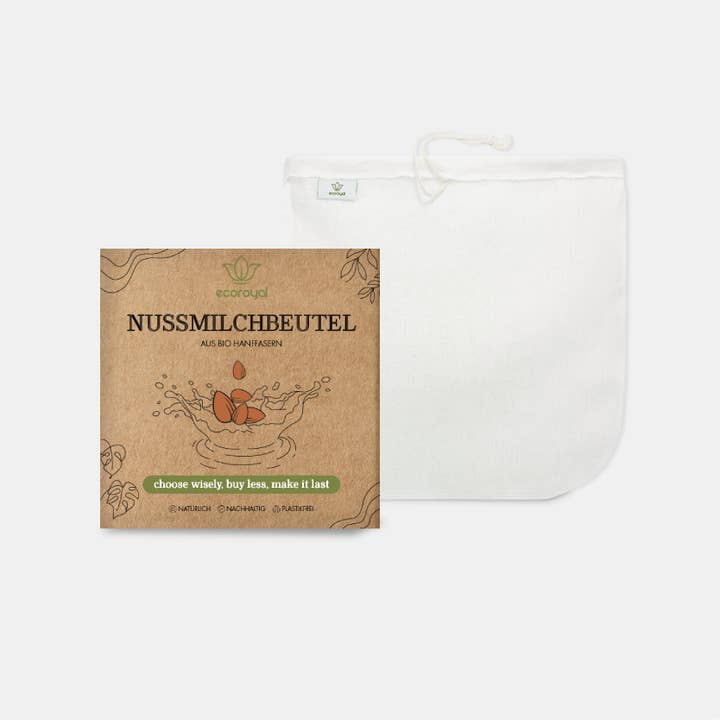 Nut milk bag made from hemp fiber for wholesale by ecoroyal