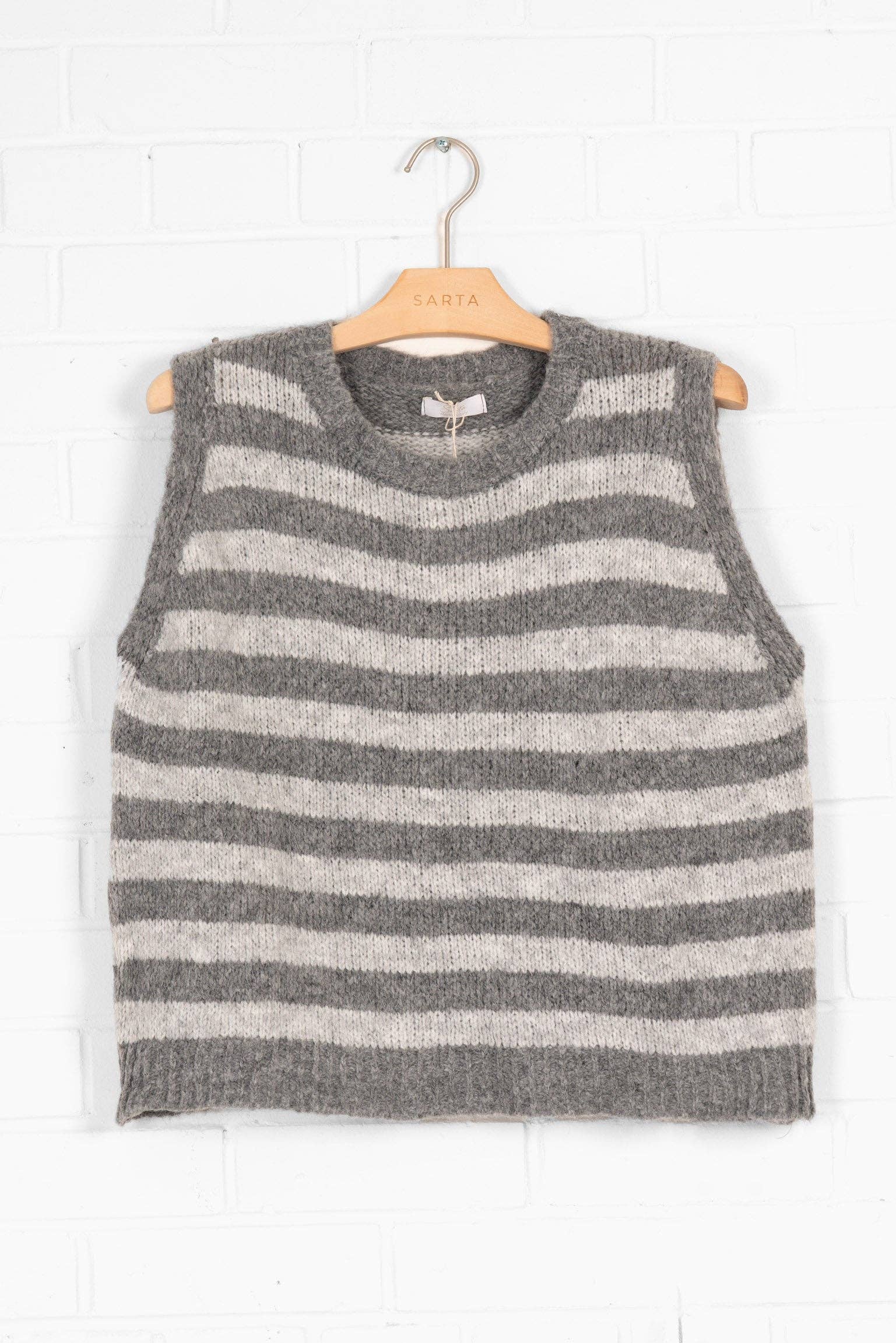 Sarta – wholesale Tank top – Women′s – Betsy Wool Blend Tank Top - Light Grey/Dark Grey, Striped4