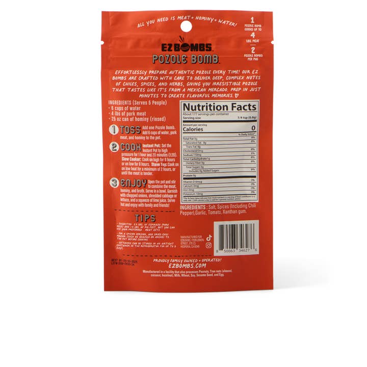 EZ Bombs - Wholesale Dried spice mix - Pozole Bomb Seasoning – 2 Pack by EZ Bombs (24 /Units/Case)5