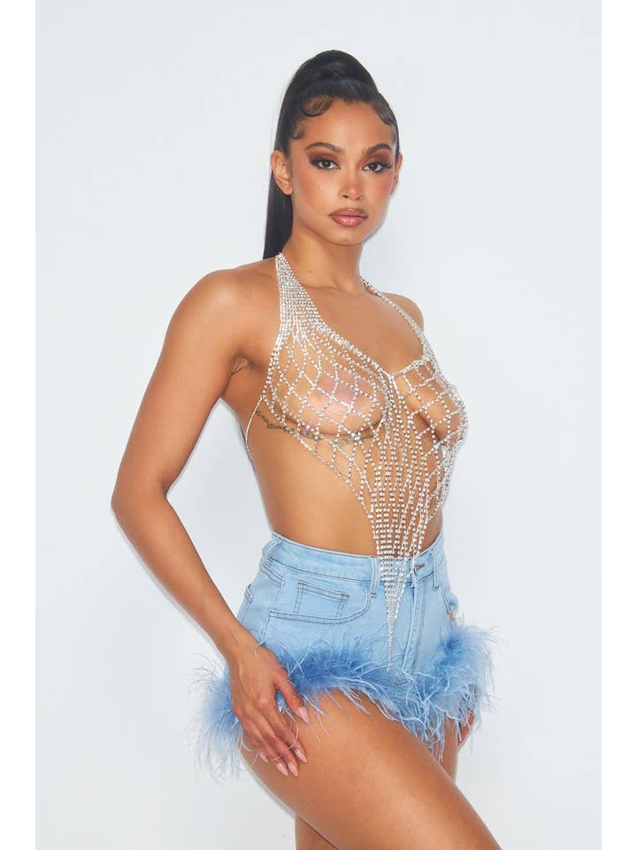 Multi Halter Neck Tie Rhinestone Cover Up Top for wholesale on Faire1