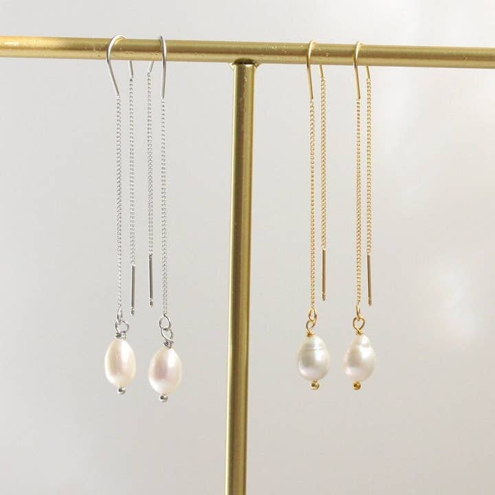 Pendientes Largos de Perlas de Agua Dulce (1S01a) para venta al por mayor de iBijoux