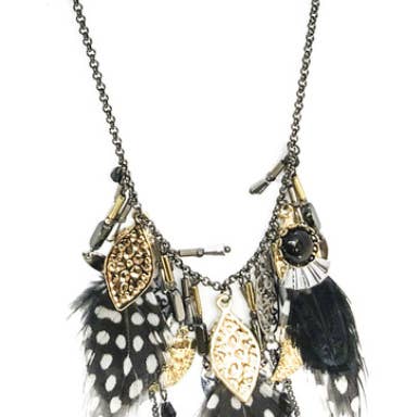 Black Feathered Necklace for wholesale by Lost Heaven