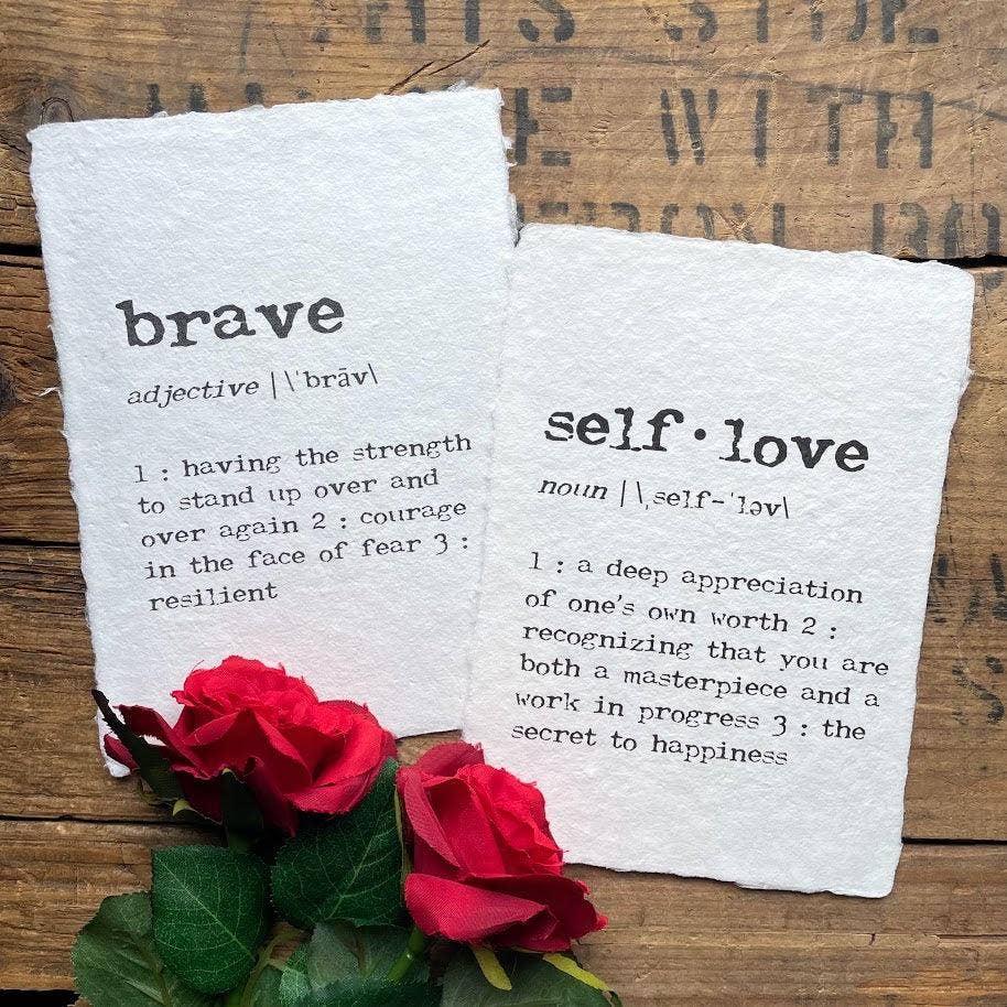 Alison Rose Vintage - Wholesale Art Print - brave definition print in typewriter font on handmade paper3