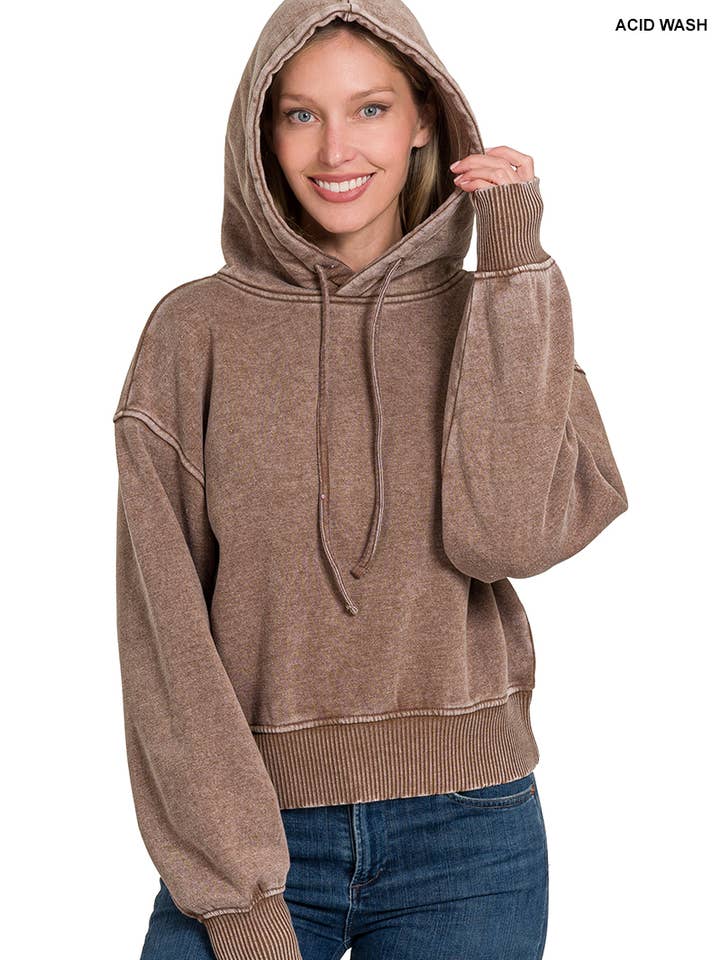 42POPS - Wholesale Hoodie – Women's - `.SI-25094 Acid Wash Fleece Cropped Hoodie29
