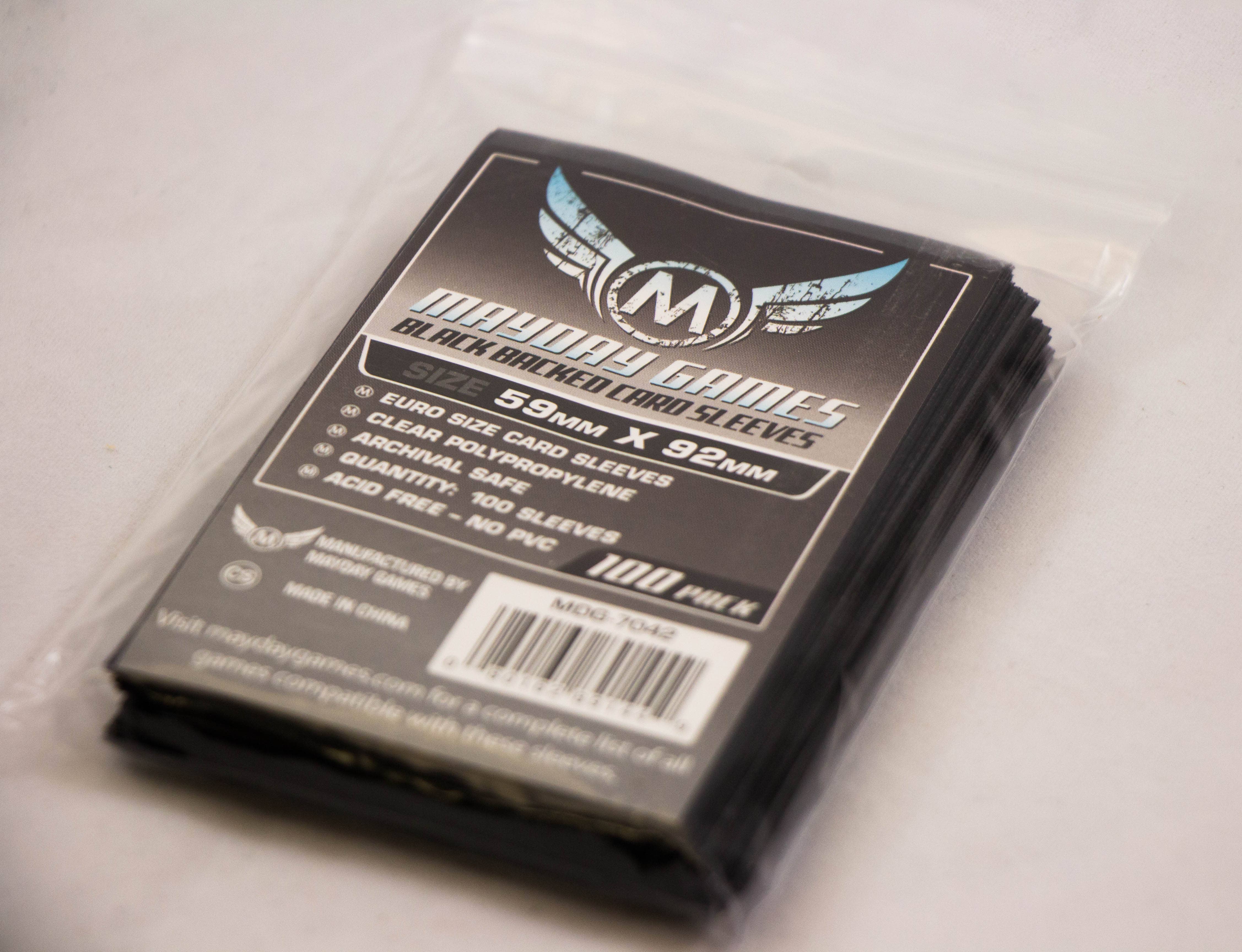 Mayday Games - Wholesale Board Game - Euro Card Sleeve -Black Backed - Pack of 100 - 59 MM X 92 MM1