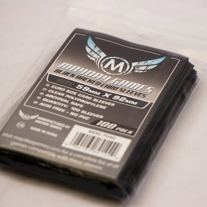 Mayday Games - Wholesale Board Game - Euro Card Sleeve -Black Backed - Pack of 100 - 59 MM X 92 MM1