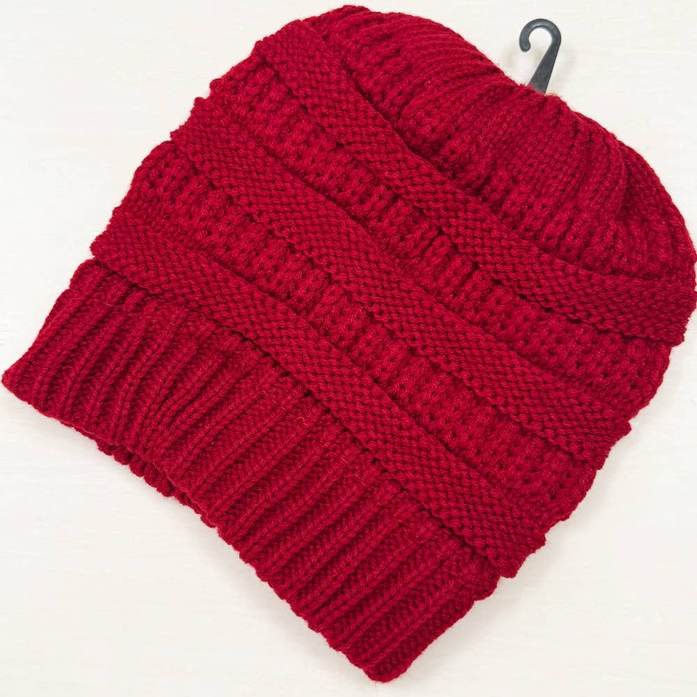 assorti Bonnets en maille côtelée pour queue de cheval en vente sur Faire7