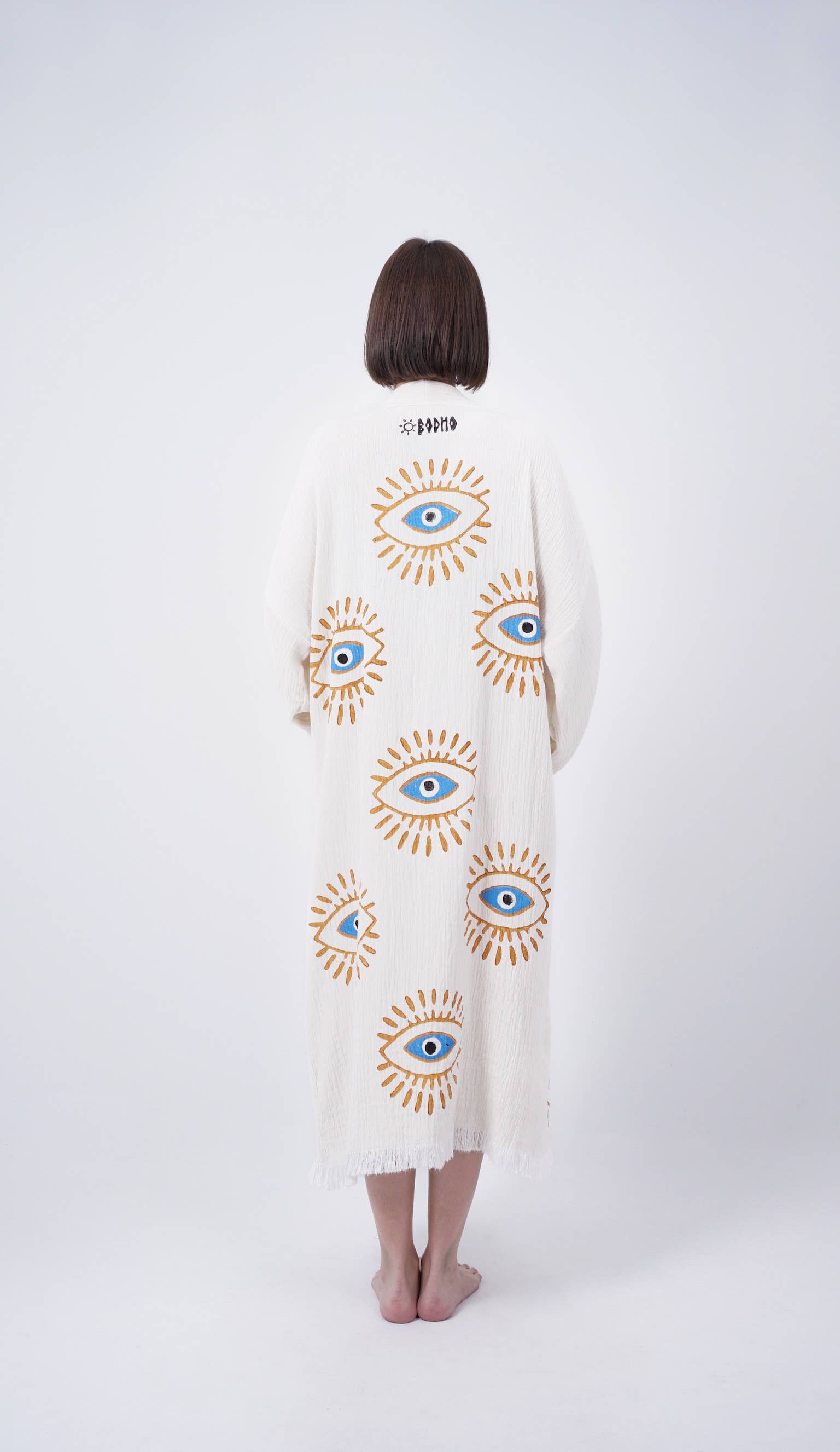 Bodho - Wholesale Kimono - Dames - Handgemaakte Boho Festival Kimono met Boze Oog, Boho Strandkleding4